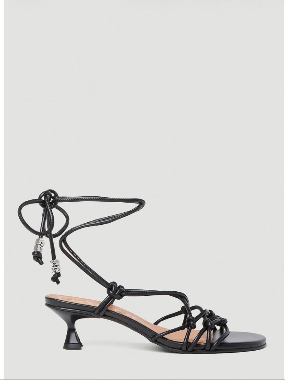 GANNI Knots Kitten Heel Sandals Black Size 40 NWT